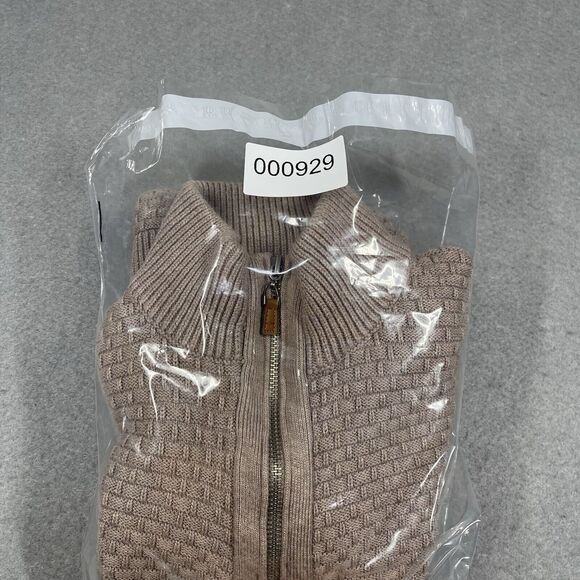 Mario Zegnoti Sweater Mens Medium Brown Gold The Cut Jewel Knit Front Full Zip - Picture 9 of 9